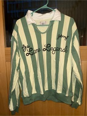 New BDG Lane Legend Embroidered Graphic Collared Pullover Med